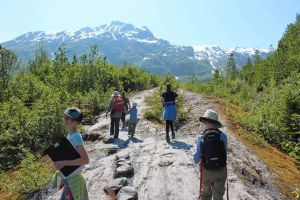 People on a hike Glacier National Park