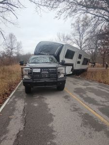 RV stuck in a ditch